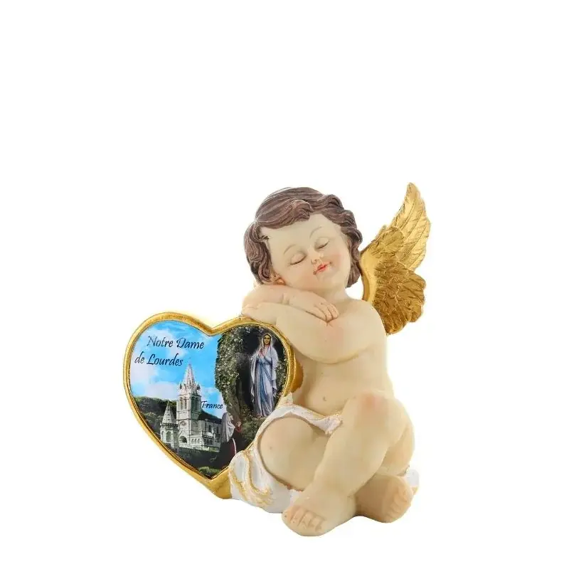 Statue d'Ange avec un coeur Apparition de Lourdes