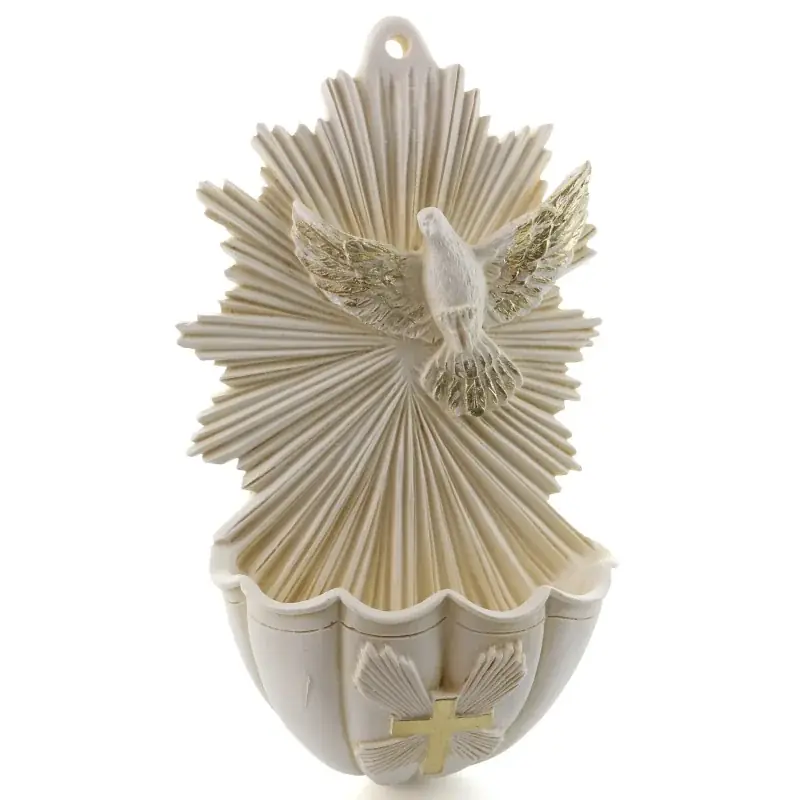 Bénitier de l'Esprit Saint en résine blanche