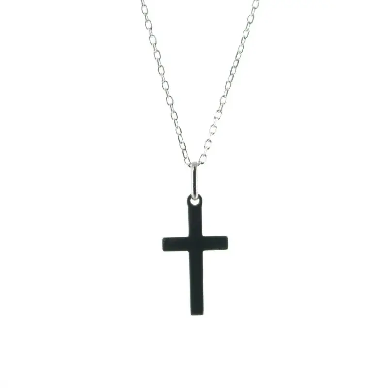 Parure en argent avec croix biseautée 19mm
