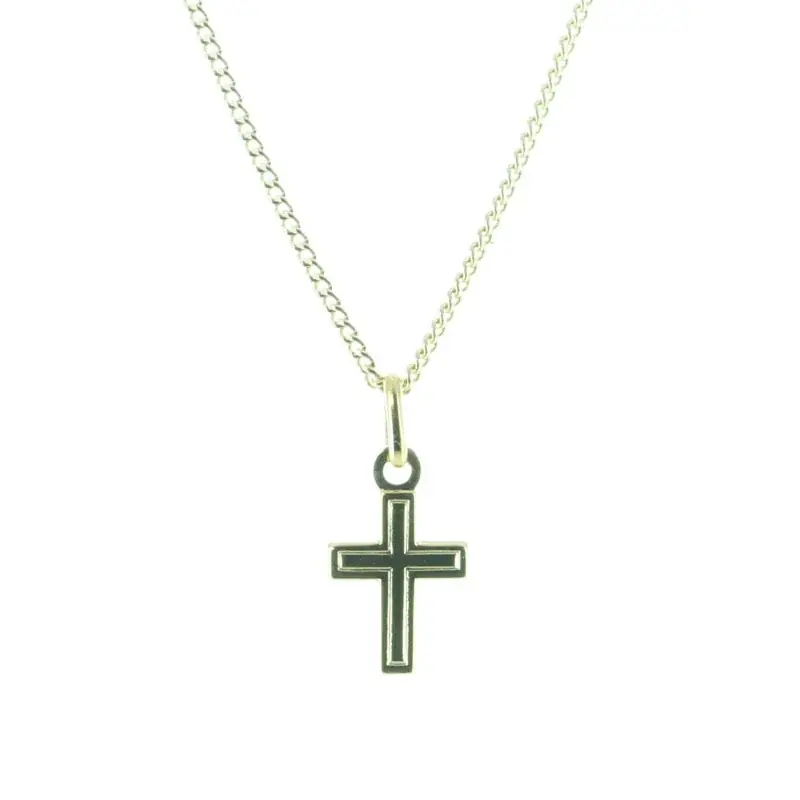 Parure en plaqué or avec double croix 13 mm