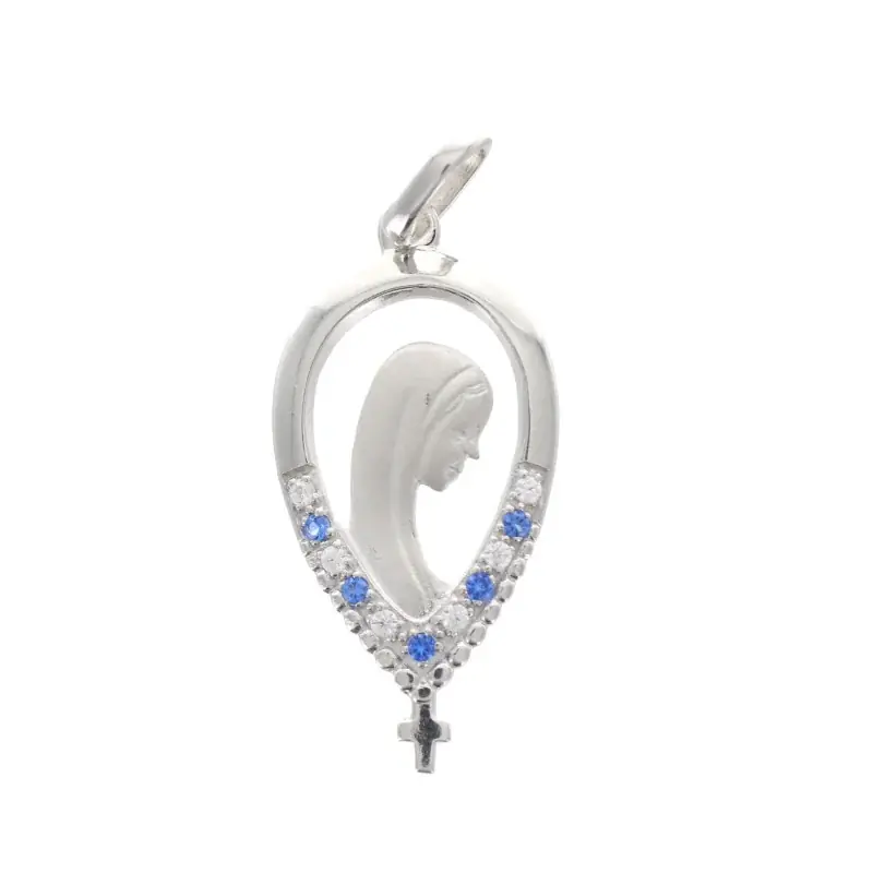 Médaille Vierge de profil en argent 27 mm