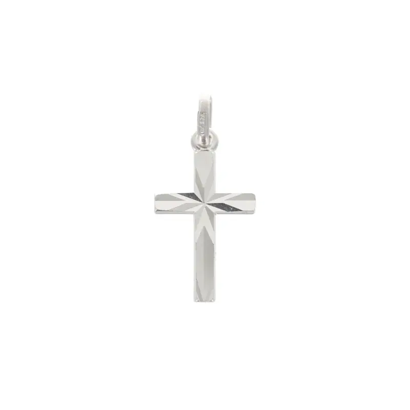 Pendentif croix facettée en argent rhodié 15mm