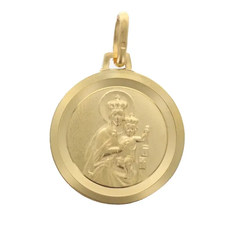 Médaille Scapulaire en Plaqué Or ,Vierge du Mont Carmel / Sacré Coeur de Jésus