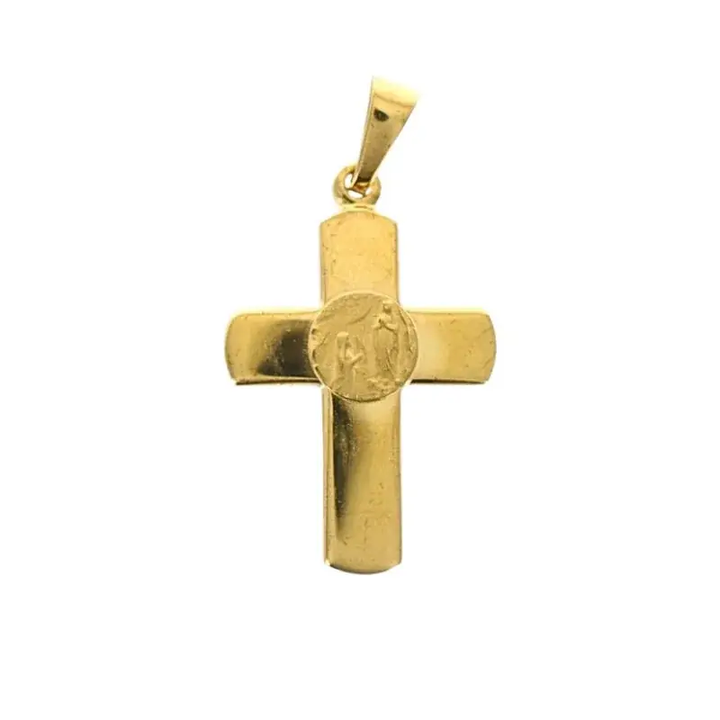 Pendentif croix Apparition en plaqué or 20 mm