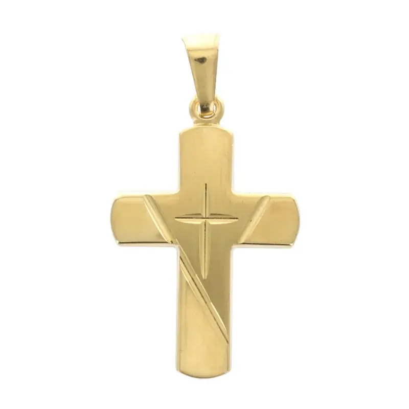Pendentif plaqué or double croix 20 mm