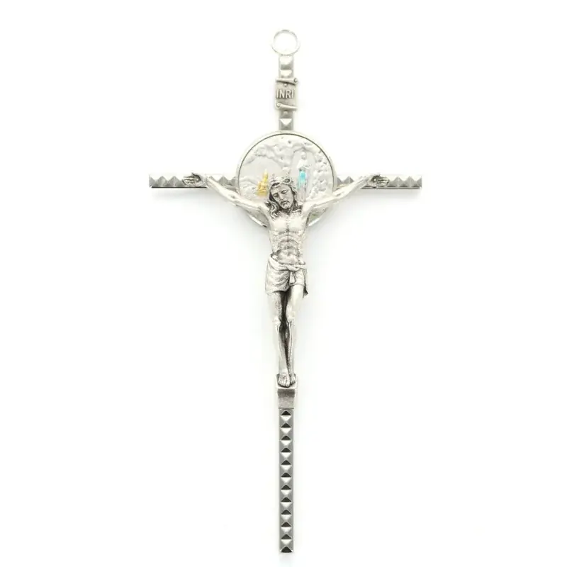 Crucifix en métal avec centre Apparition 17 cm