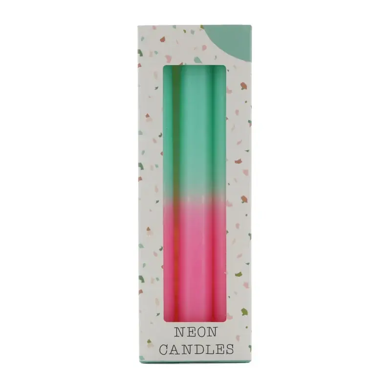 Set de 3 bougies à bâton couleur rose et turquoise 20x2cm