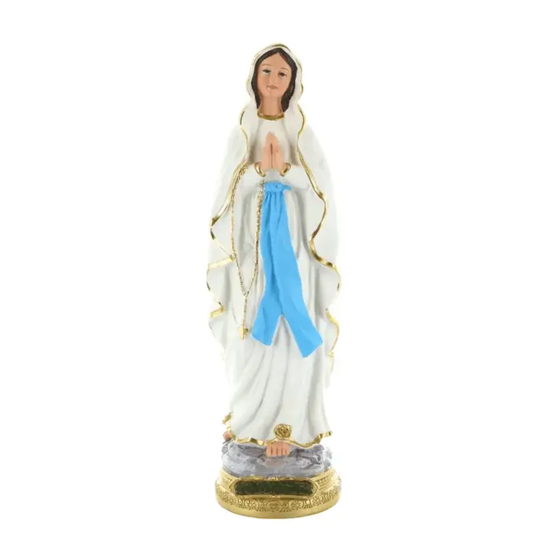 Statue de Notre Dame de Lourdes en résine colorée 30 cm