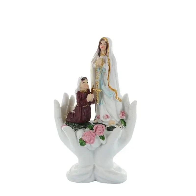 Statue de l'Apparition de Lourdes dans 2 mains 18cm