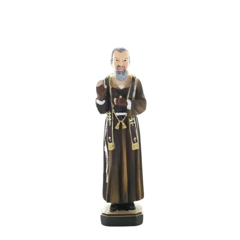 Statue de Padre Pio en résine colorée 15 cm