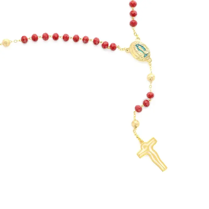 Chapelet Moderne Eau de Lourdes avec grains en verre coloré