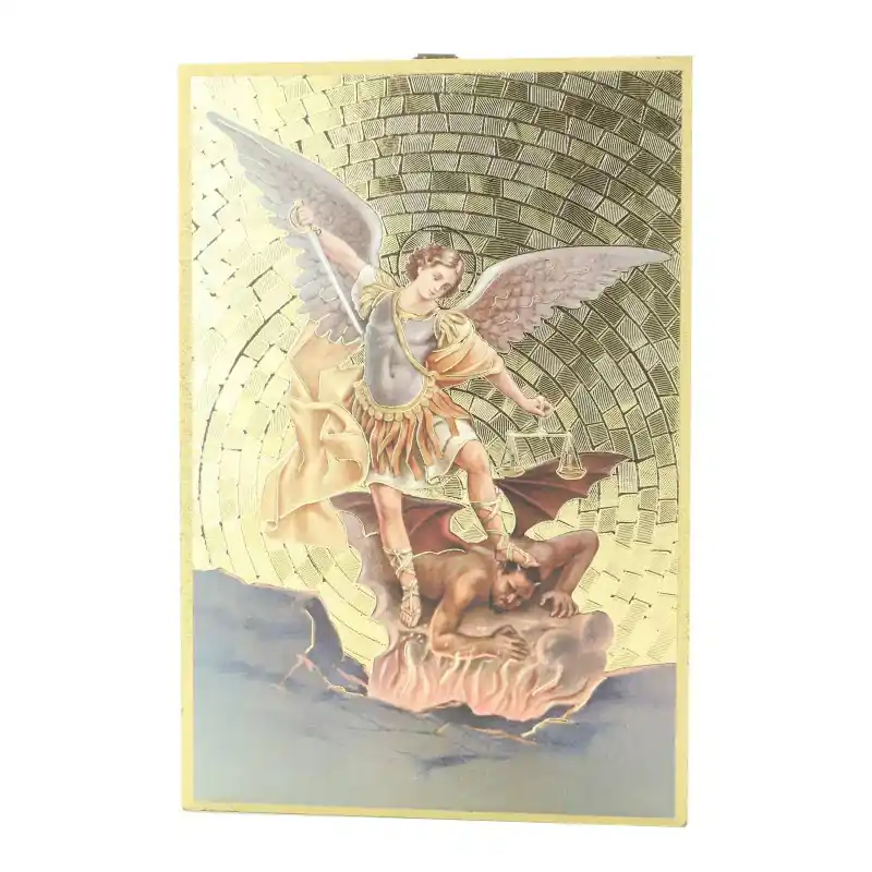 Cadre de Saint Michel en bois effet mosaïque 10x15cm