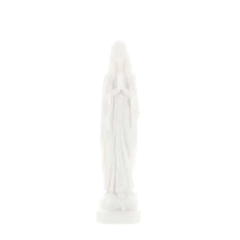 Statue de Notre Dame de Lourdes en albâtre blanche 20 cm
