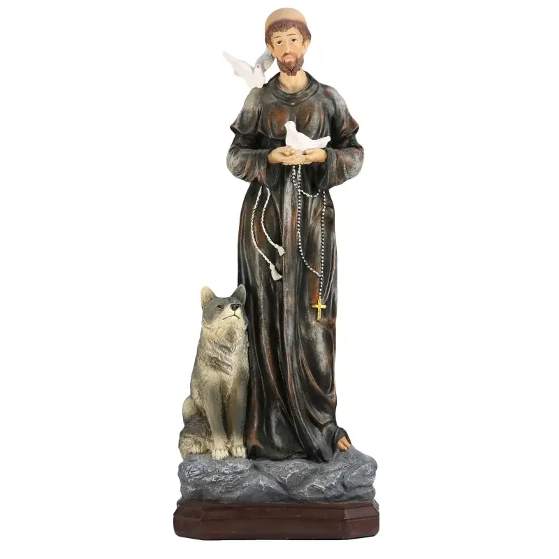 Statue en résine de Saint François d'Assise de 53cm