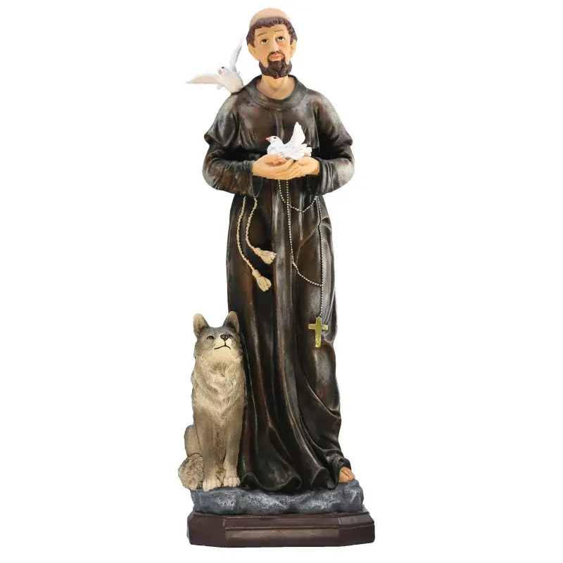 Statue en résine de Saint François d'Assise de 80 cm