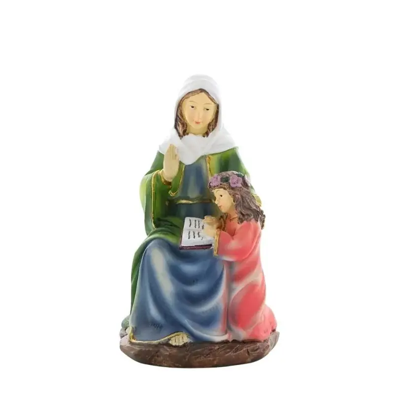 Statue de Sainte Anne en résine colorée 15cm