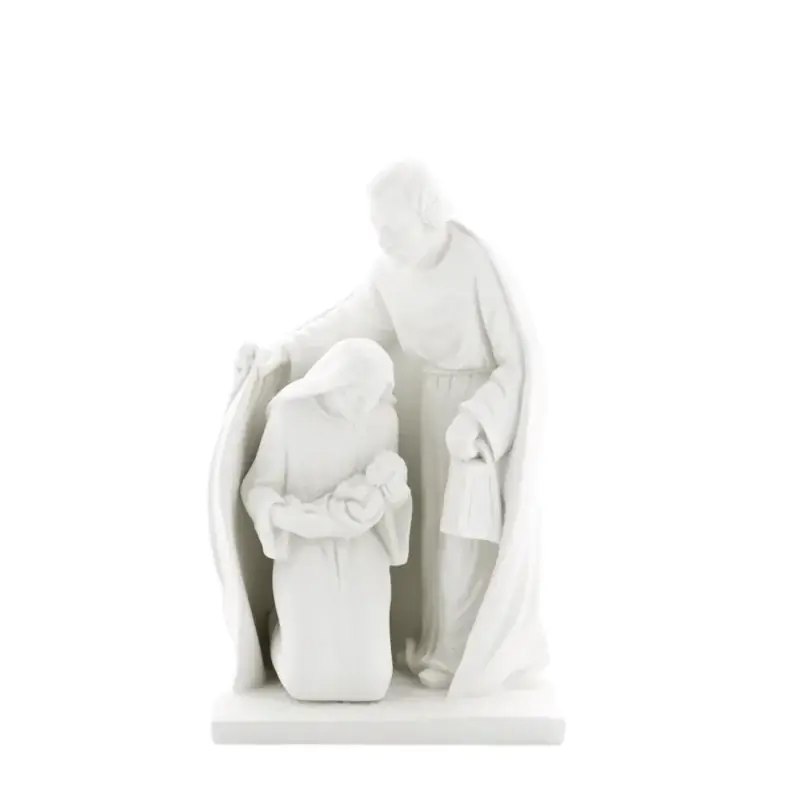 Statue de la Sainte Famille en albâtre blanche 17cm