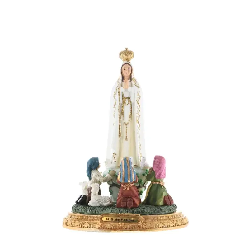 Statue de l'apparition de Fatima en résine colorée 14cm