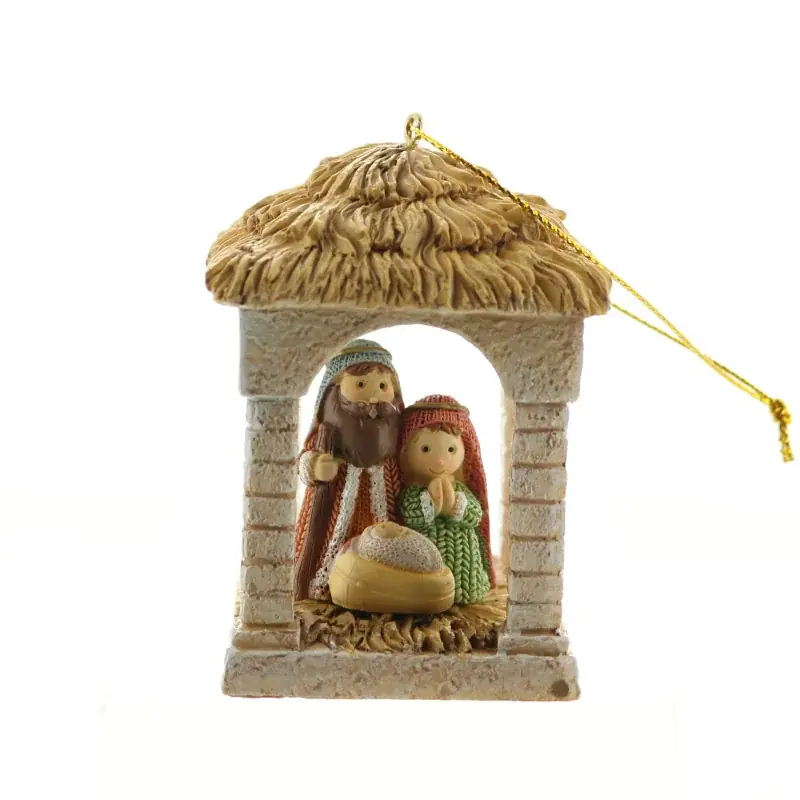 Crèche en résine de 7 cm avec 4 sujets