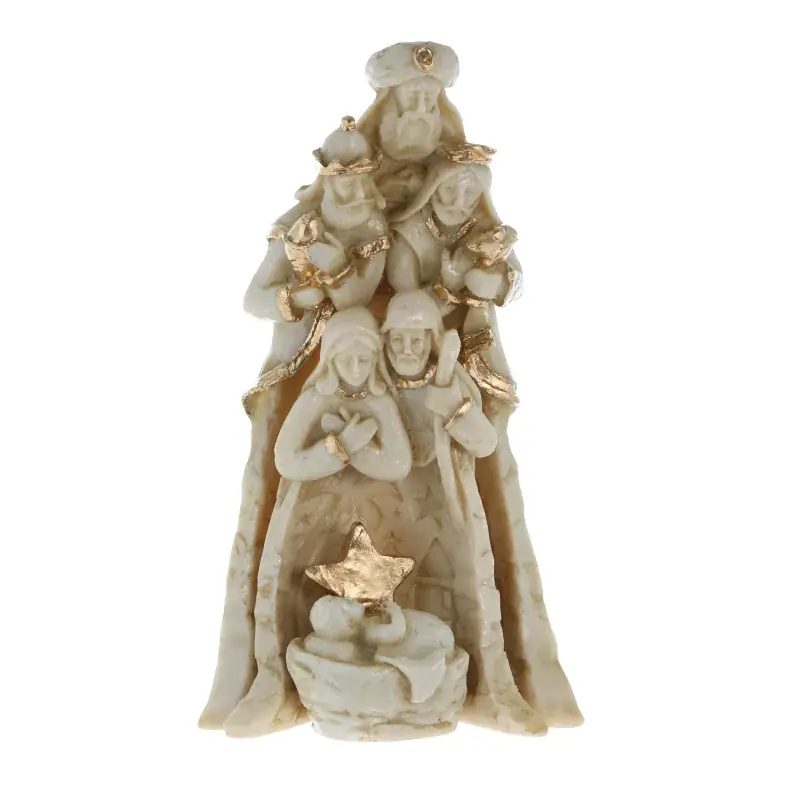 Statue de la Sainte Famille et des Rois Mages en résine brillante