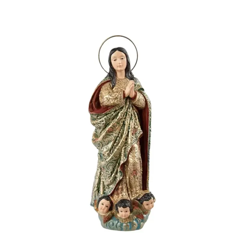 Statue de l'Immaculée Conception 22cm en résine colorée