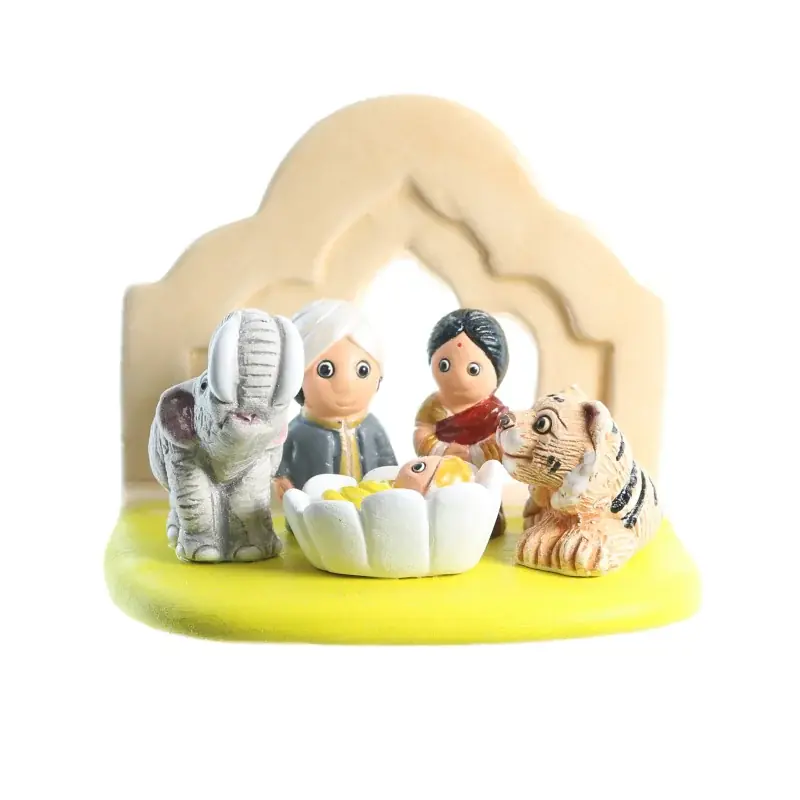 Crèche Inde en céramique 8x7cm