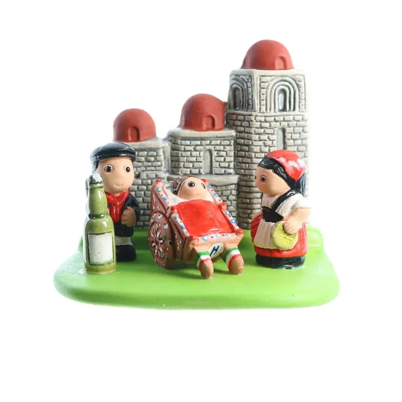 Crèche Sicile en céramique 8x7cm