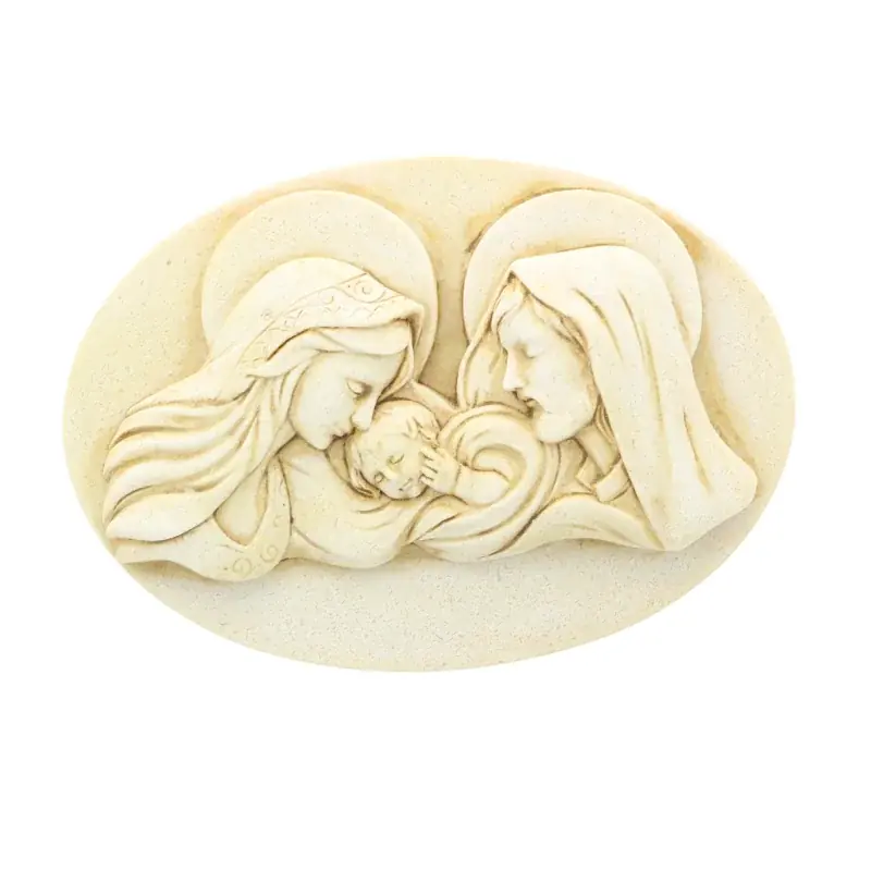 Applique murale de la Sainte Famille en pierre et résine de 15cm