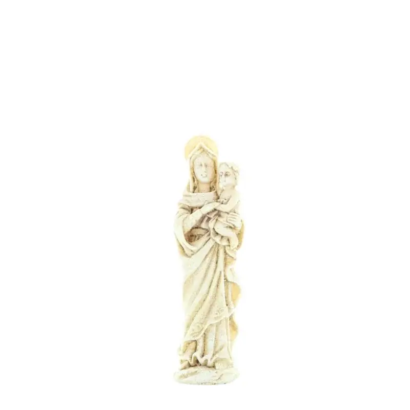 Statue de la Vierge à l'enfant de 10cm en pierre et résine