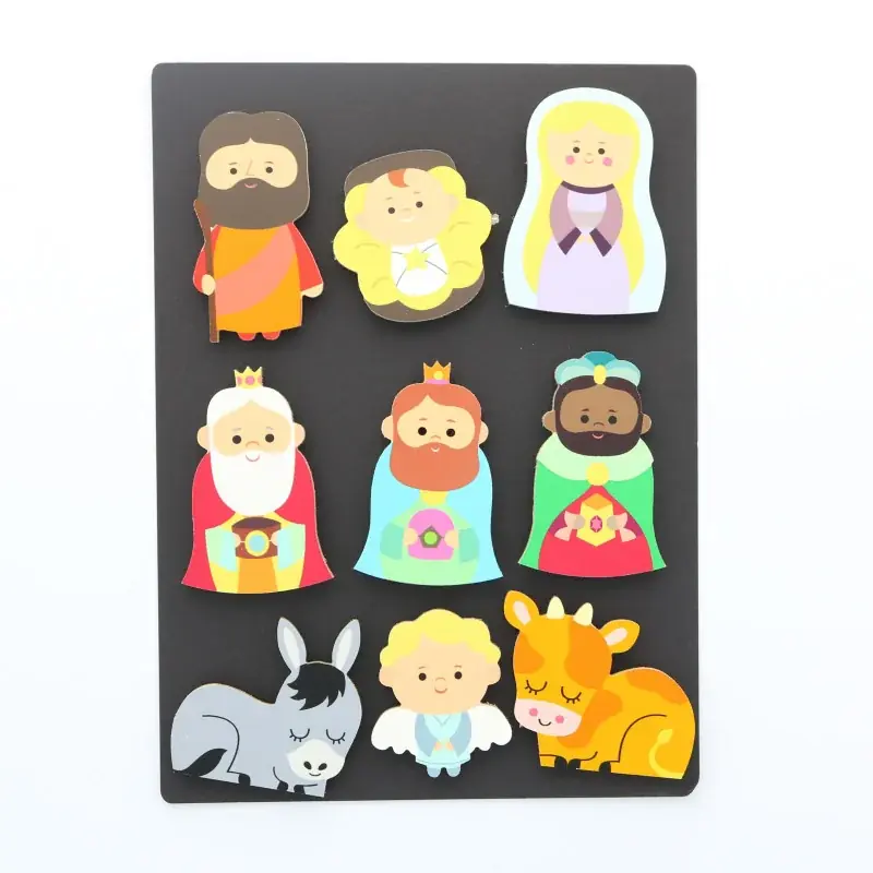 Magnets Crèche de Noël en bois