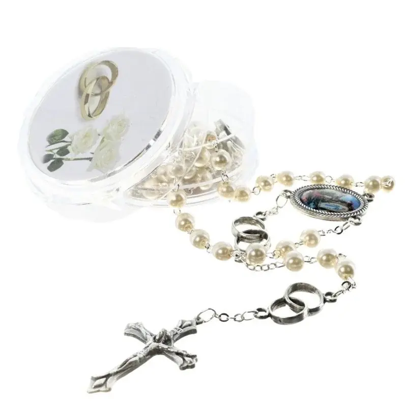 Chapelet de mariage avec sa boite illustrée de la Sainte Famille
