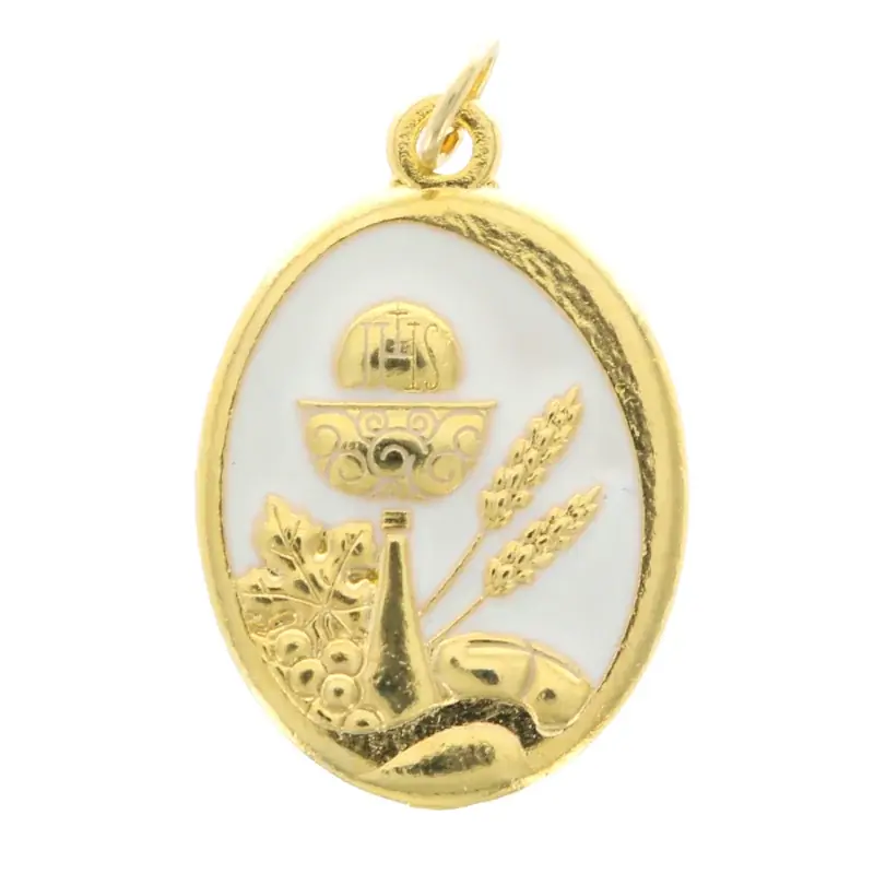 Médaille de Communion dorée avec un calice 22mm