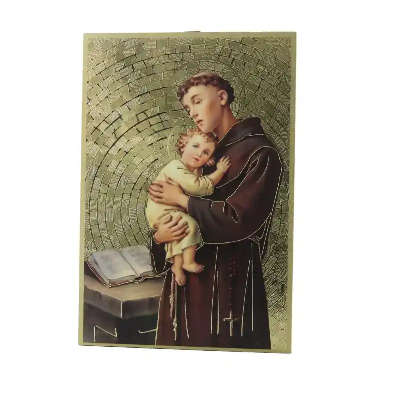 Cadre religieux Saint Antoine en bois effet mosaique 10x15cm