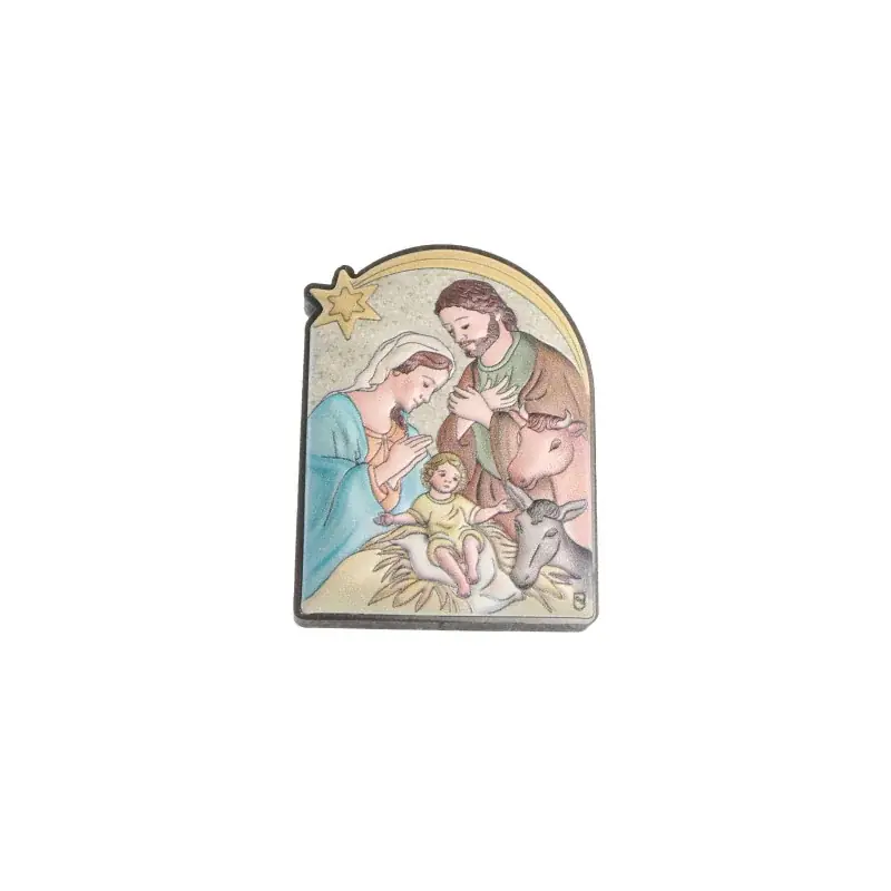 Cadre religieux de la Nativité en bois et aluminium 5x7cm