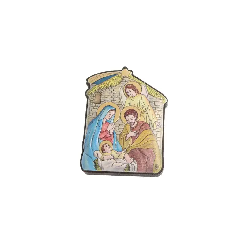 Cadre de la Nativité en bois coloré 5x7cm