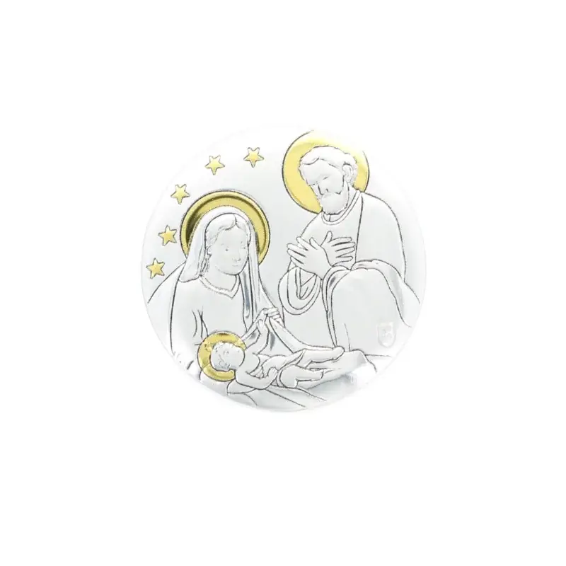 Magnet adhésif de la Nativité ronde en aluminium