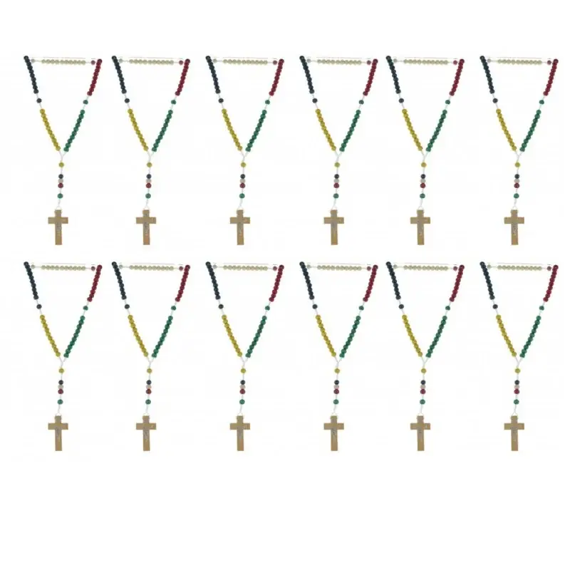 Lot de 12 chapelets des missions multicolore sur corde