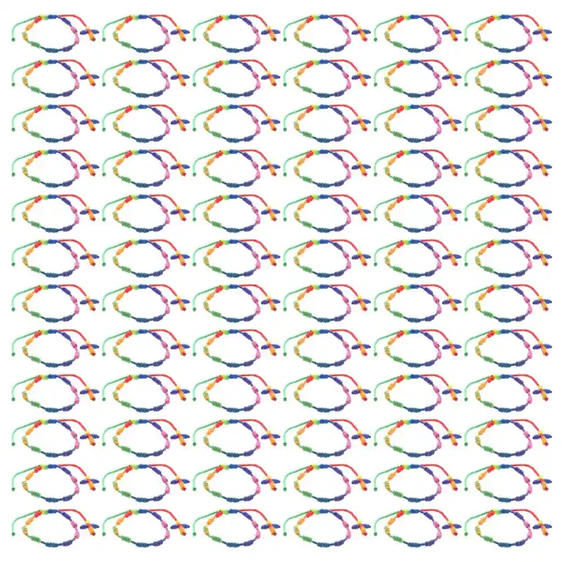 Lot de 72 Bracelets dizainiers en corde multicolore