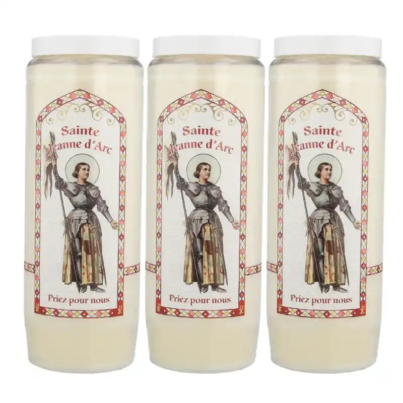 Lot de 3 Bougies Neuvaine de Sainte Jeanne d'Arc avec prières