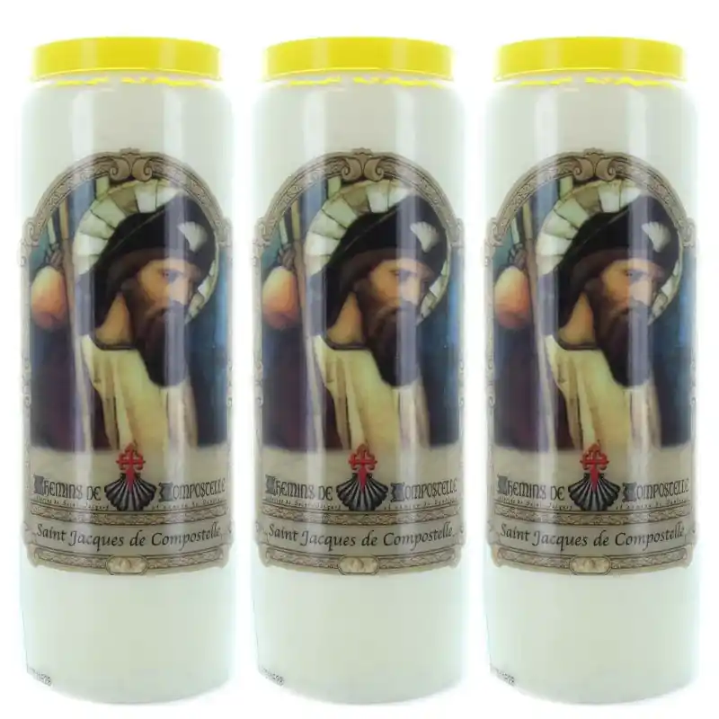 3 Bougies de neuvaine Saint Jacques de Compostelle