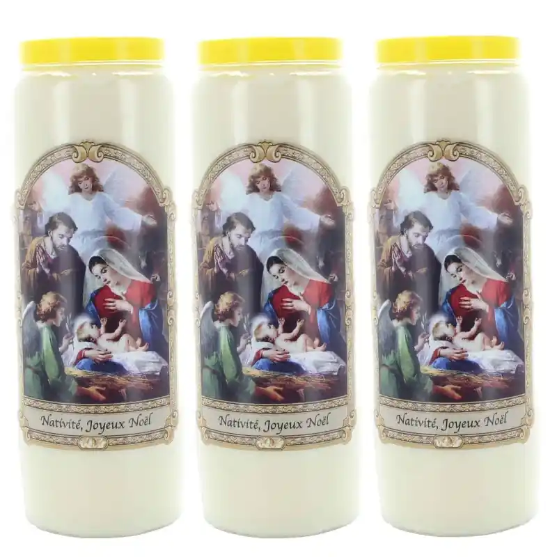 3 Bougies neuvaine Nativité, Joyeux Noël