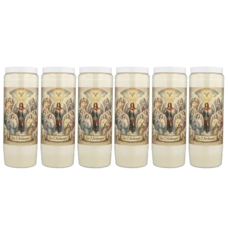 6 Bougies Neuvaine des 7 Archanges - 17,5cm