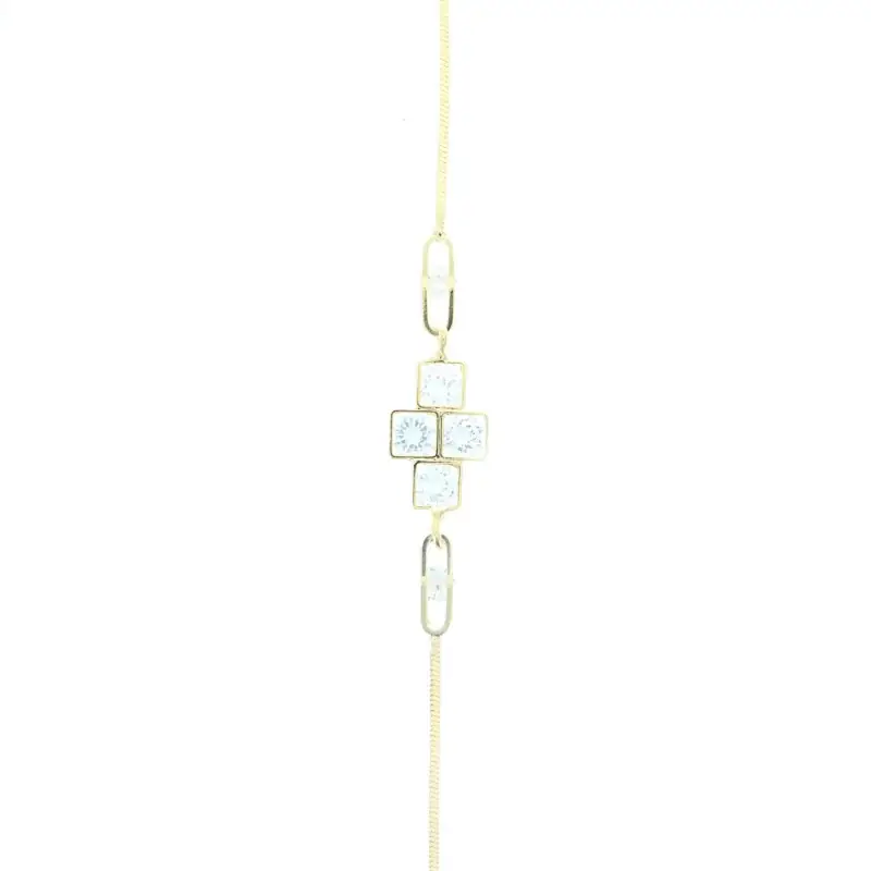 Bracelet religieux doré avec croix en zircon