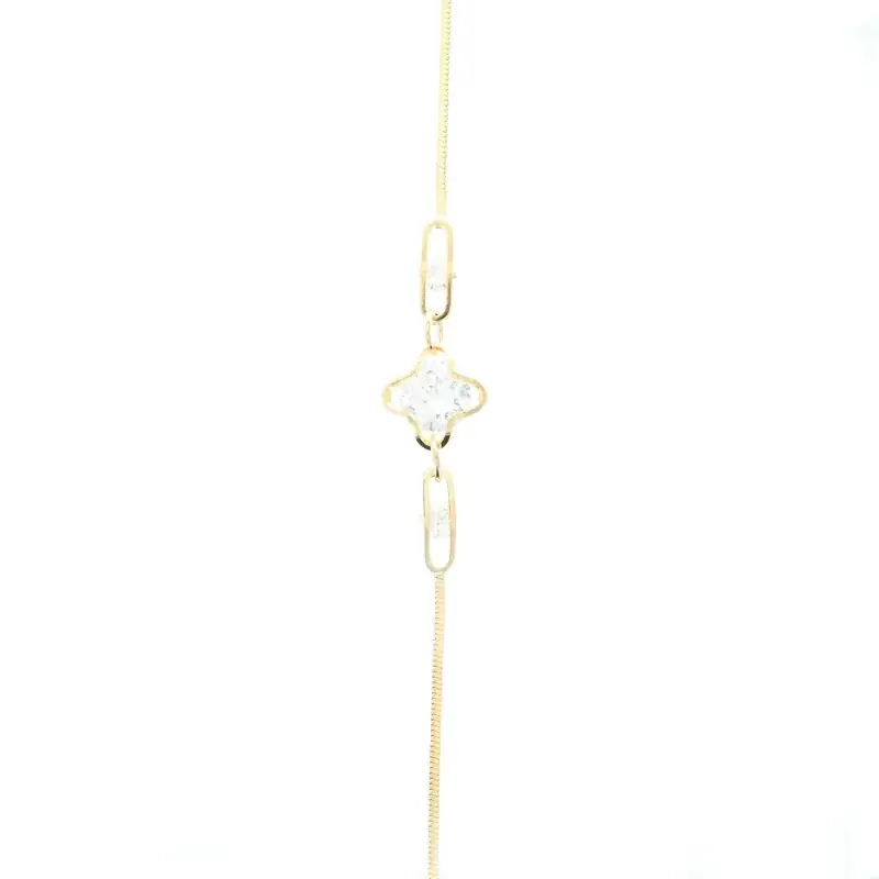 Bracelet religieux doré avec petite croix en zircon