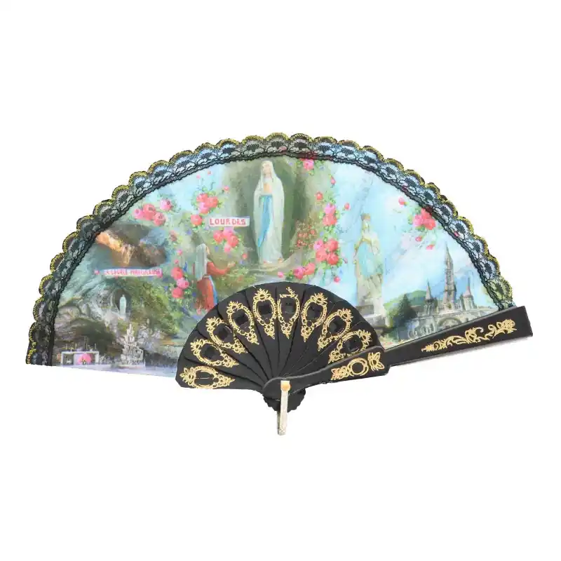 Mini éventail de Lourdes en dentelle 13cm