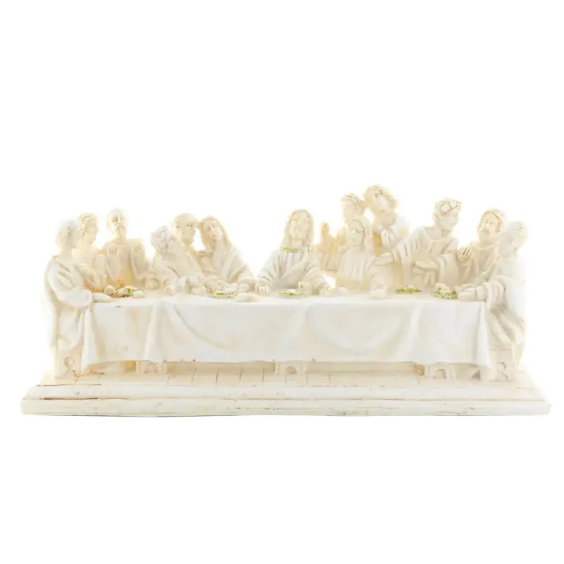 Cène en résine blanche sans socle de 25x10cm