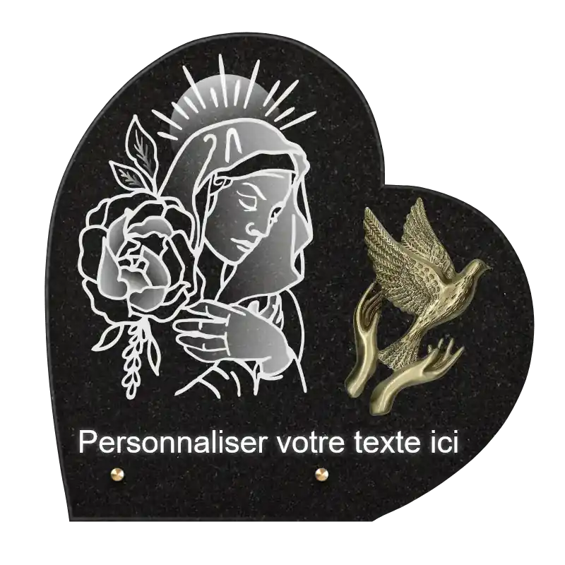 Plaque Funéraire Personnalisable en forme de Coeur