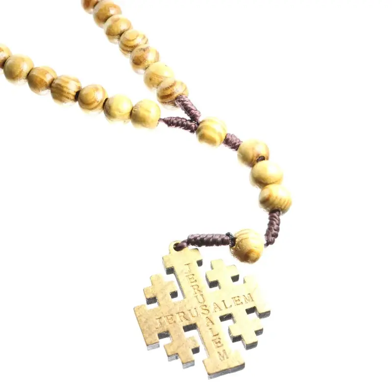 Chapelet en corde avec croix de Jérusalem