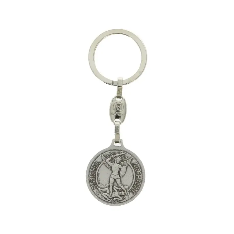 Porte clé des Archanges Saint Michel , au verso Saint Raphaël et Saint Gabriel