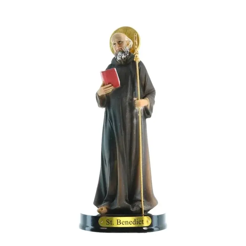 Statue St Benoît résine 22cm